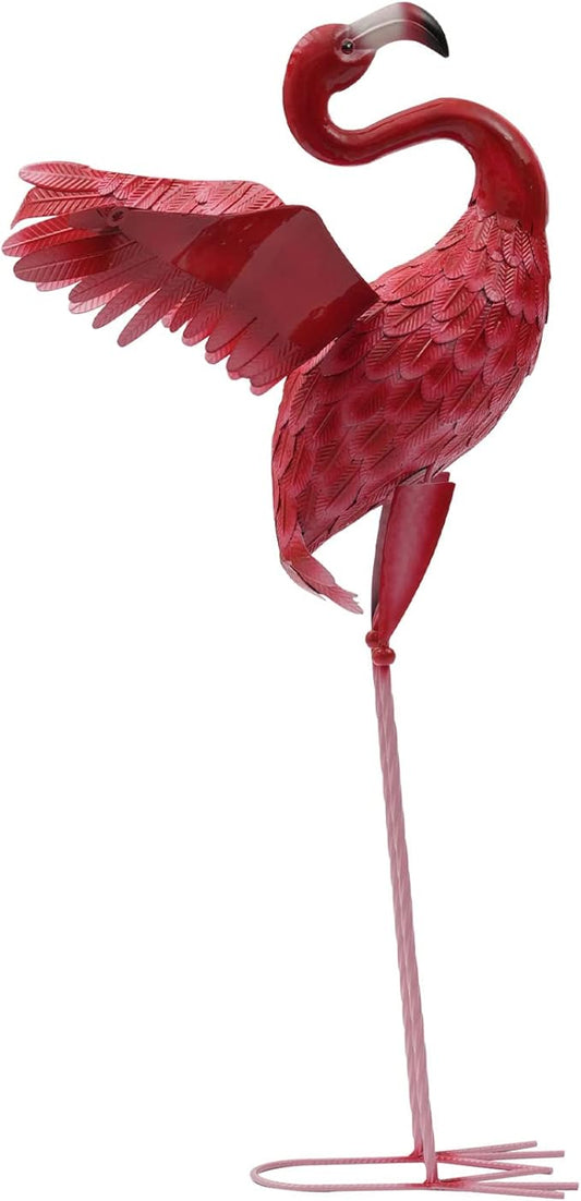 Outdoor Flamingo Garden Statues Set of 1/2/3, Metal Lawn Art Decorations with Rustproof Iron, Lifelike Tropical Bird Sculpture for Yard Patio Terrace Wedding Birthday Gift
