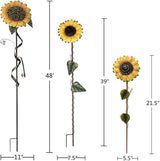 Metal Sunflower Garden Stakes Flower Yard Art Planter Stake Party Lawn Pathway Walkway Patio Decor Yard Sign Indoor Outdoor Decoration (22.5"+39"+48")
