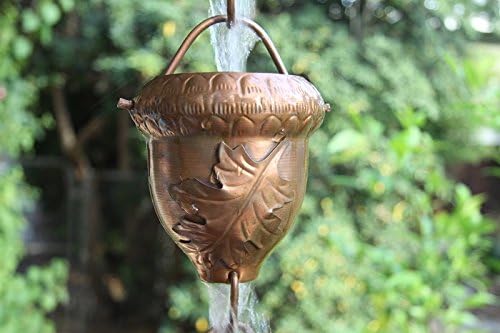 Autumn Oak Copper Rain Chain with Installation Kit - 9 Foot