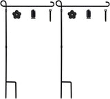 YEAHOME 2PC Garden Flag Holder Stand, Weather-Proof Yard Flag Pole Black Metal Powder-Coated Flagpole with Tiger Clip and Rubber Stopper for Garden Flags Outdoor Decorations