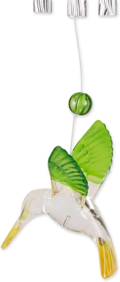 Gifts & Decor Leafy Green Hummingbirds Acrylic and Metal Wind Chime