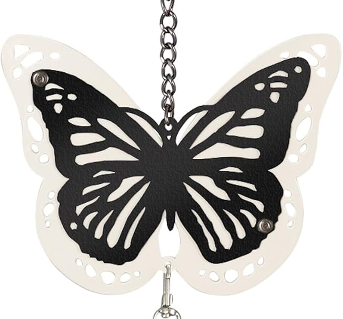 Carson 36"" Butterfly Two-Toned Wind Chime - Black and White Chime - Butterfly