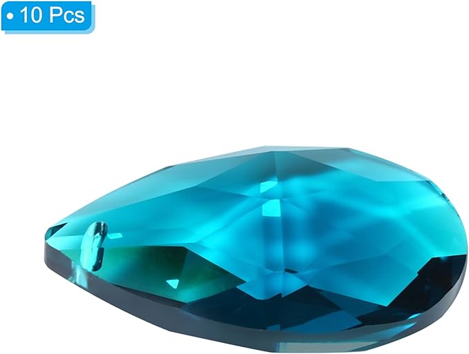 PATIKIL K9 Crystal Pendants Teardrop Beads, 10 Pack 38mm Chandelier Prisms Parts Hanging Beads DIY Lamp for Arts Crafts Decoration, Sky Blue