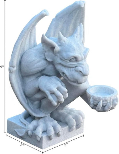 OLOMA Concrete Gargoyle Outdoor Statue Gothic Garden Accent Sculpture Neutral Stone Finish Decorative Mythical Figure Resin Coated Weather Resistant Accent for Entryway Patio Yard