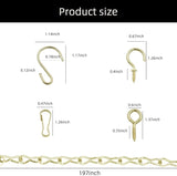 236 Inch Gold Hanging Baskets Chains - Adjustable Length, Brass Decorative Metal Chain with A Great Assortment of Hooks for Hanging Bird Feeders Planters Baskets Billboards Ornaments, Chain Hooks DIY