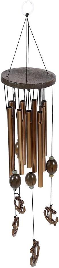 BORDSTRACT Metal Anchor Wind Chime, 9 Tube Nautical Design with Soothing Sounds for Outdoor Garden Patio Decor Hanging Home use