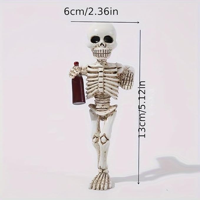 Halloween Skeleton Flowerpot Decoration, Weather Resistant Resin Garden Statue (Black Cup)