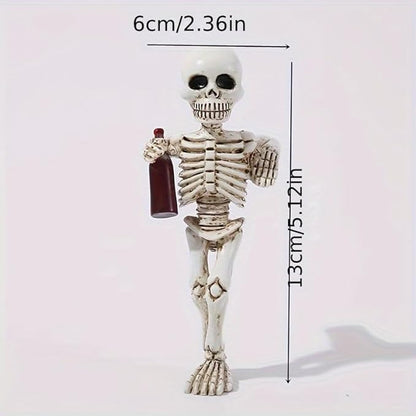 Halloween Skeleton Flowerpot Decoration, Weather Resistant Resin Garden Statue (Black Cup)