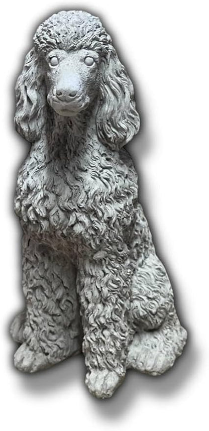 Poodle Concrete Statue Outdoor Dog Garden Figure Pet Memorial Stone Cement Sympathy Gift Yard Sitting Puppy Sculpture Pets Lovers Gift Patio Decoration