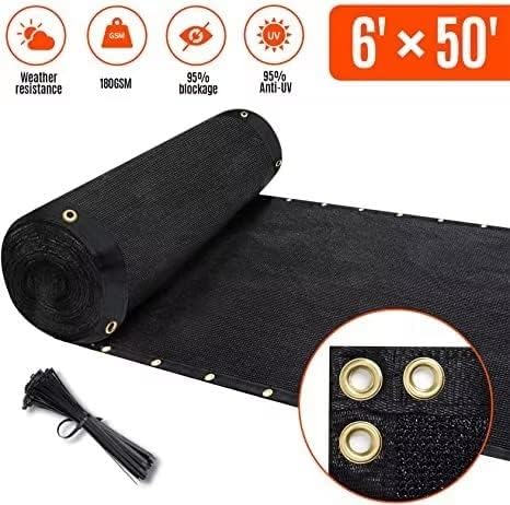 180GSM 6ft x 50ft Fence Privacy Screen Heavy Duty Fence Cover Garden Wall Backyard Black