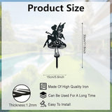 WADORN Flower Fairy Metal Garden Yard Decor, Fairy Theme Outdoor Silhouette Stake Ornaments Mushroom Fairy Sculpture Statues Garden Arts Decor for Backyard Lawn Patio Outdoor Spring Decor