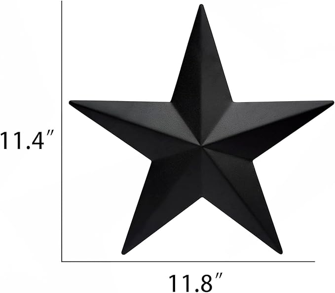 Bellaa 23547 Western Metal Stars Wall Decoration Black Texas Barn Farmhouse Ranch Cottage Lodge Outdoor Home Decor 12 Inch Each Set of 3