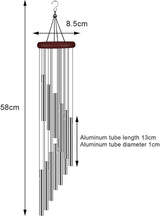 Premium Wind Chimes, Metal Wind Chimes with 12 Hollow Aluminum Tubes, Sliver Wind Chime for Party Home Garden Yard Patio Decor, Gift etc, 23 Inch