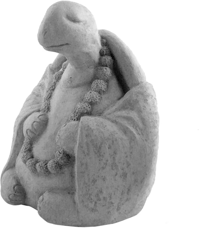 Modern Artisans Meditating Turtle - Cast Stone Garden Sculpture : Large Size, Grey Stone Finish
