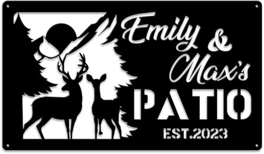 MeMate Personalized Metal Sign for Backyard, Custom Name Sign for Outside, Large Metal Housewarming Gift