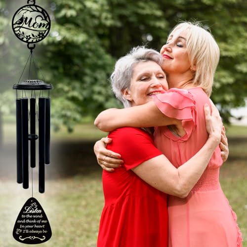 Memorial Wind Chimes for Loss of Mother,37" Black Loss of Mother Sympathy Gifts,Condolence Bereavement Gifts in Memory of Mom