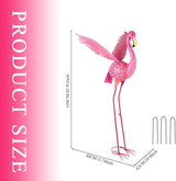 43" Metal Flamingo Garden Sculptures with Solar Light, Pink Flamingo Yard Art - Large Outdoor Lawn Ornaments & Decor for Patio, Backyard, Garden