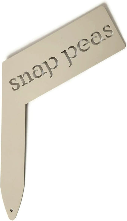 Planter Size Small Metal Garden Plant Vegetable Flower or Herb Markers 13.5 Inches Tall (snap peas, Cream)