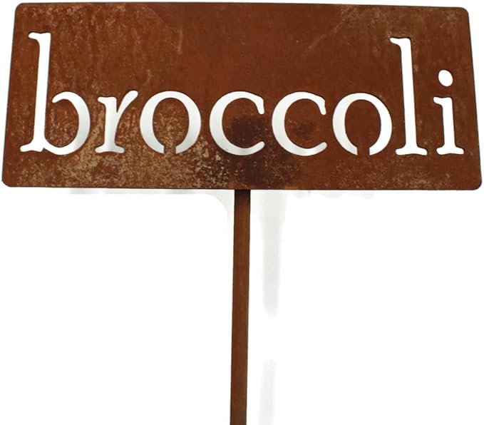 Classic Metal Garden Markers 19 Inches Tall (broccoli, Naturally Rusted)