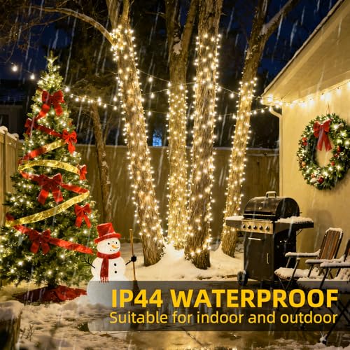 Fairy Lights 65Ft 1000LED Warm White Waterproof Plug-in String Lights - Timer & Remote