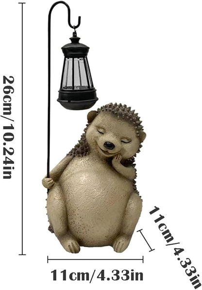 Solar Garden Statue, Cute Resin Animal Figurine with Solar Lantern Outdoor Decor for Patio Lawn Yard Pathway, Unique Housewarming Birthday Gift for Mom and Grandma (Hedgehog)