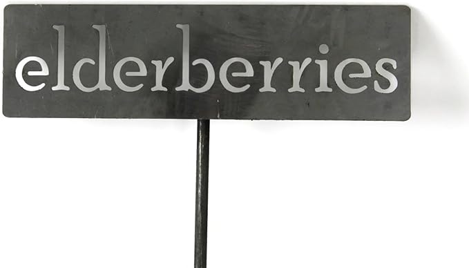 Classic Metal Garden Markers 19 Inches Tall (elderberries, Raw, Unfinished Steel (will rust with time))