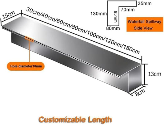 Stainless Steel Pool Fountain, Indoor/Outdoor Sheer Descent Waterfall Spillway Flow Platform, Pond Water Feature for Garden Outdoor Decoration,Silver,120cm