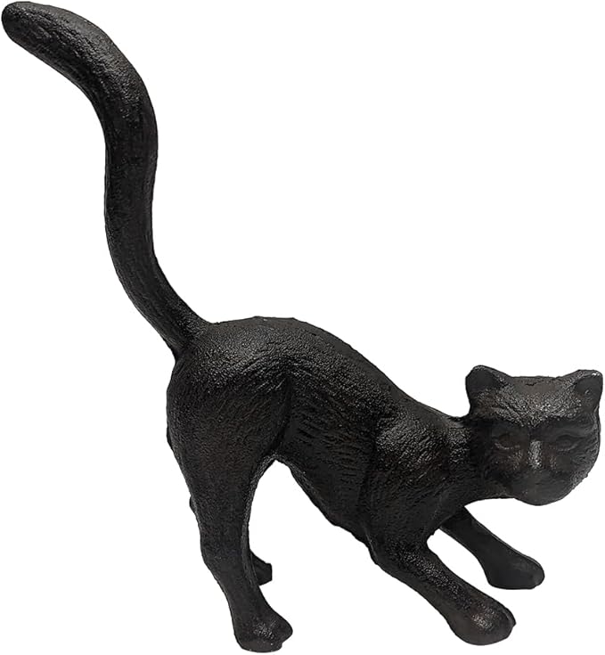 Cast Iron Cat Door Stop Metal Stopper Outdoor Halloween Yard Art Patio Garden Statue Home Decor