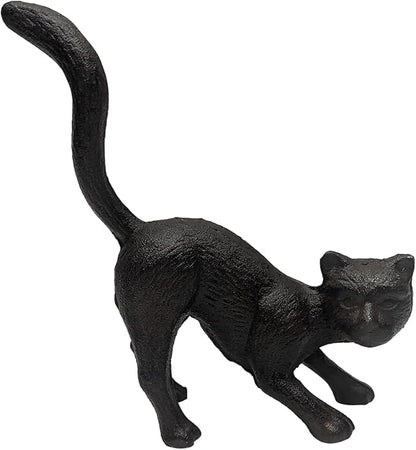 Cast Iron Cat Door Stop Metal Stopper Outdoor Halloween Yard Art Patio Garden Statue Home Decor