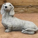 Dachshund Dog Figure Pet Memorial Stone Concrete Dachshund Figurine Solid Rock Stonework Sausage Dog Garden Outdoor Statue