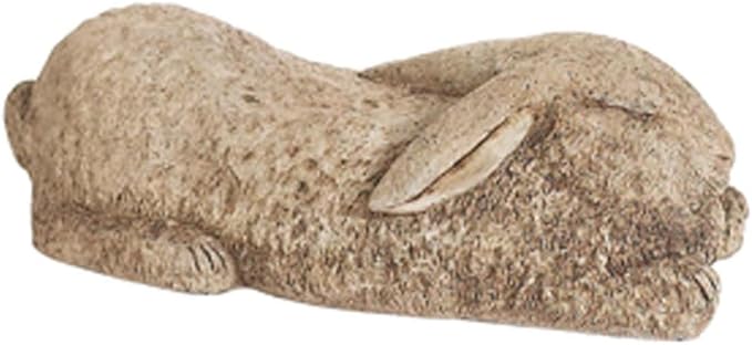 Solid Rock Stoneworks Sleeping Rabbit Concrete Statue, 4" Tall, Buff Color
