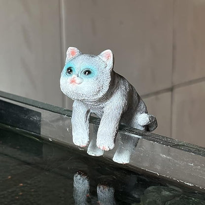 3 Pcs Resin Hanging Cat Figurines Planter Pot Hanger Miniature Fairy Garden Terrarium Edge Decor Flower Pot and Vase Hugger Hanging Animals Ornaments for Patio, Yard, Balcony