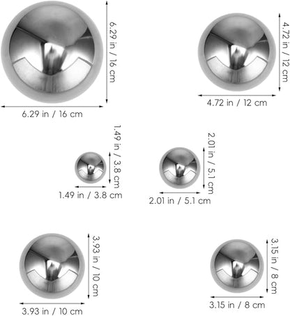 BESPORTBLE Silver Half Sphere: 10Pcs Stainless Steel Garden Mirror Globe - Hollow Hemisphere Ball Gazing Ball Half for Home Outdoor Garden Pool Shopping Mall Wall Decoration, 6 Size