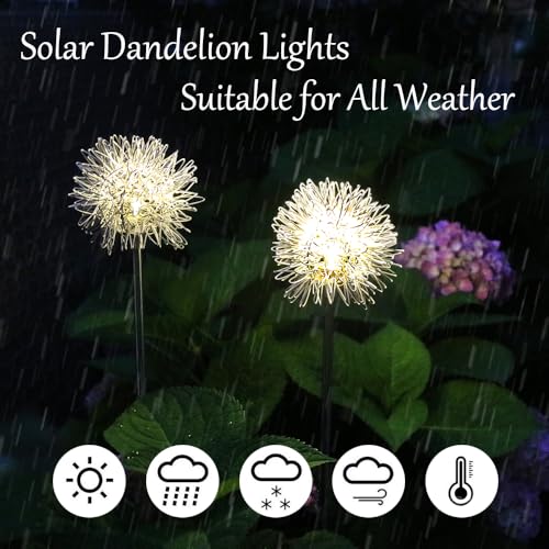 Solar Dandelion Garden Lights - 4 Pack, Waterproof