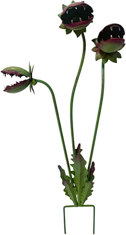 Metal Carnivorous Plant Garden Stake, Outdoor Yard Lawn Decoration, Spiky Venus Flytrap Garden Art, Halloween Garden Ornament, Creepy Plant Lawn Decor 64cm