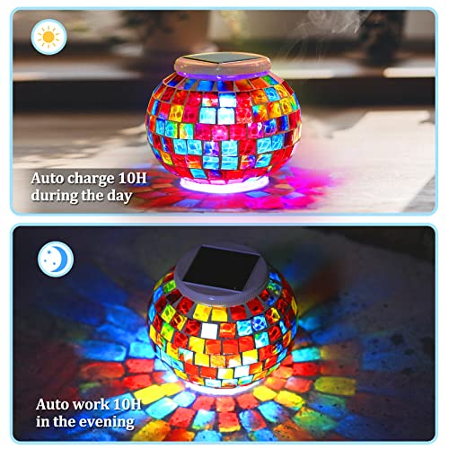 Color Changing Solar Mosaic Table Lamp - Waterproof Outdoor
