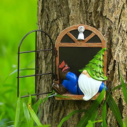 vomiceak Whimsical Fairy Garden Gnome Statue, Tree Faces Decor Outdoor -5.9 Inch, Funny Garden Tree Decoration,Ideal Patio Yard Lawn Porch Decoration