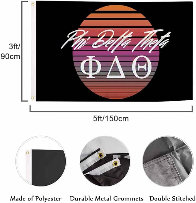 Swono Phi Delta Theta Synth Wave Elements Circle Sun Moon Outdoor Garden Flag - 3x5ft