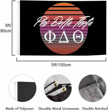 Swono Phi Delta Theta Synth Wave Elements Circle Sun Moon Outdoor Garden Flag - 3x5ft