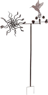 Hummingbird Iron Wind Spinner, Vintage Metal Windmill Sculpture, Outdoor Garden Lawn Ornament with Stable Rotation, Sturdy Premium Iron for Long Lasting Decor