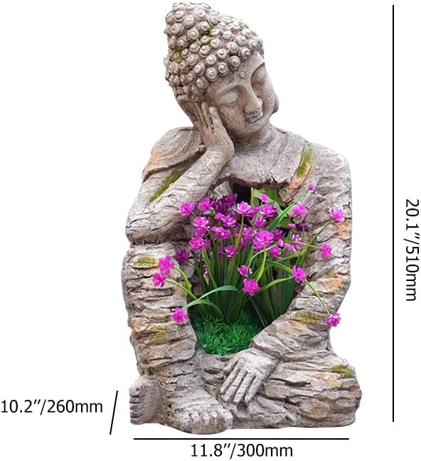 homary Outdoor Sleeping Buddha Statue Planter, Zen Garden Sculpture Flower Pot Magnesium Oxide Indoor Outdoor Decoration for Patio, Lawn, Temple, Office