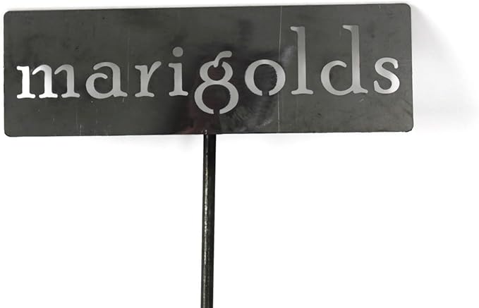 Classic Metal Garden Markers 19 Inches Tall (marigolds, Raw, Unfinished Steel (will rust with time))