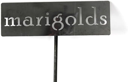 Classic Metal Garden Markers 19 Inches Tall (marigolds, Raw, Unfinished Steel (will rust with time))