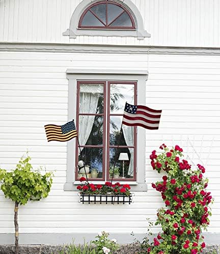 Patriotic Rustic Metal Yard Garden Stake, Small American Flag US Garden Flag 4th of July Decoration Stars and Stripes Design 7"x12"