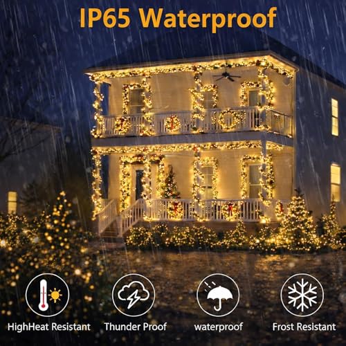 Solar String Lights 800 LED 264ft Warm White 4-Pack