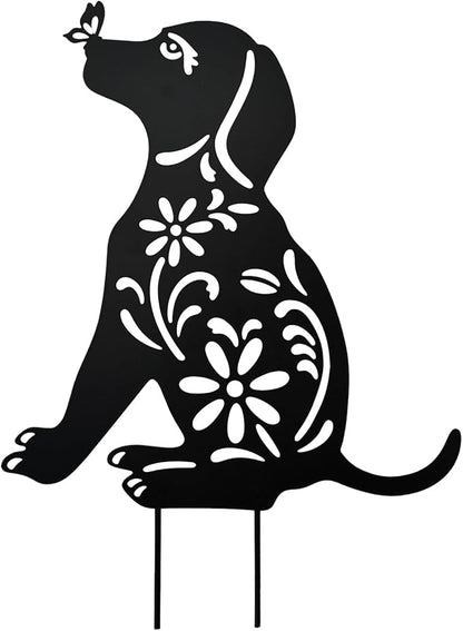 MrMrKura Metal Dog Stakes Garden Decor Stakes Black Dog Silhouette Statue for Outside Metal Dog Decorative Ornaments for Outdoor Garden Home Patio Yard Decor (1 Dog)