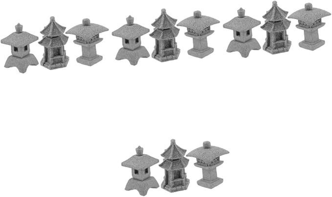POPETPOP 4sets Durable Sandstone Statue Small Model for Garden Decor Home Desktop Ornaments 3pcs*4