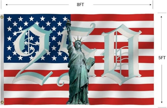 250th Birthday 250 Years 1776 2026 American Flag 5X8Ft, US Statue of Liberty, Double Side Printed Flags, Men Women Banner,Vibrant Colors, Double Stitched with 2 Brass Grommets, Bar Garden Street Decoration, GYM, Office Decor,Indoor Outdoor Use,Gifts. (...