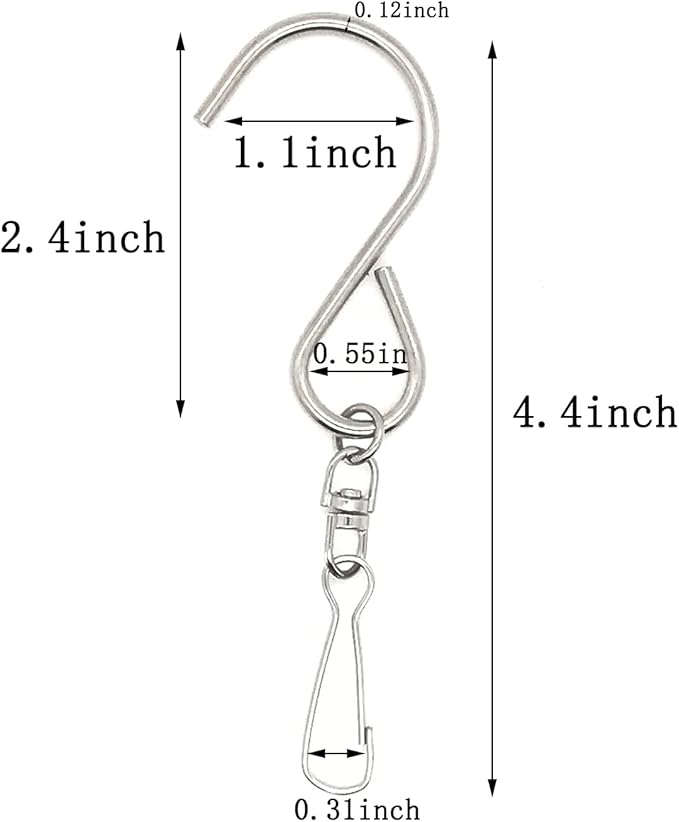 24 Pack Swivel Hooks Clips for Hanging Wind Chimes, Crystal Twisters, Outdoor Ornaments Party Supply