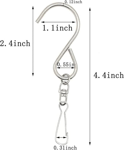 24 Pack Swivel Hooks Clips for Hanging Wind Chimes, Crystal Twisters, Outdoor Ornaments Party Supply